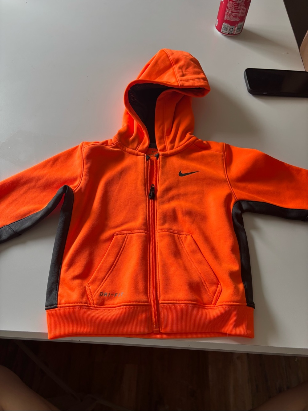 Nike Kids Bright Orange Full-Zip Hoodie with Gray Accents